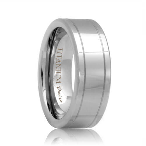 Flat Polished Titanium Ring with Two Grooves