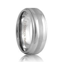 Step Edge Tungsten Ring with Brushed Stripe (6mm - 8mm)