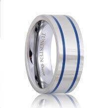 Grooved Tungsten Band with Blue Resin (6mm - 8mm)
