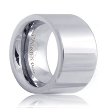 14mm Extra Wide Flat Polished Tungsten Ring