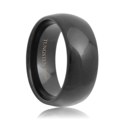 Domed 10mm Wide Black Tungsten Carbide Ring