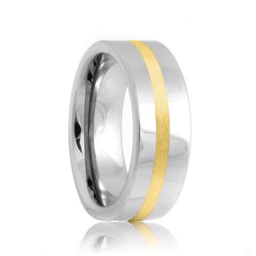 Flat Cobalt Chrome Ring with Gold Inlay (6mm - 8mm)