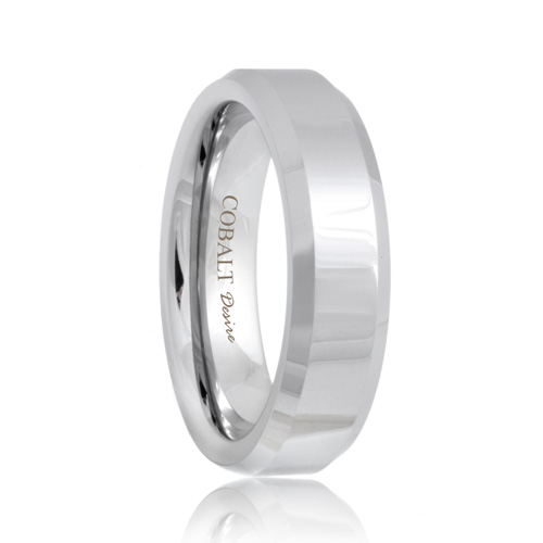 Beveled Durable Cobalt Chrome Wedding Promise Ring