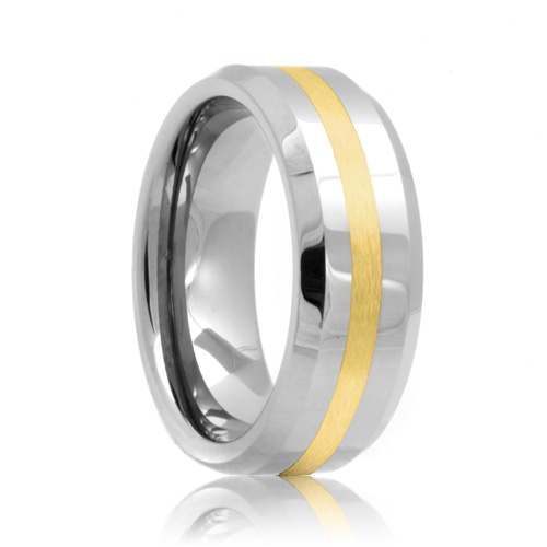 Beveled Gold Inlaid Cobalt Chrome Wedding Ring