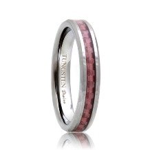 4mm Tungsten Carbide Band with Pink Carbon Fiber