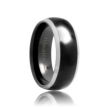 Domed Black Tungsten Band with Polished Beveled Edges (4mm - 8mm)