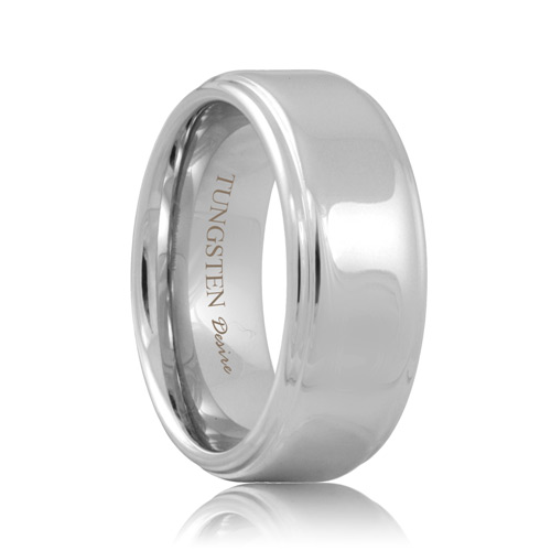 White Tungsten Step Edge Polished Band (6mm - 8mm)