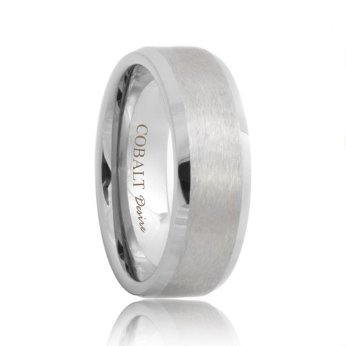 Satin Beveled Cobalt Wedding Ring (6mm - 8mm)