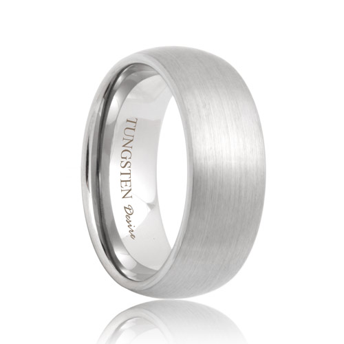 Domed Brushed White Tungsten Ring (4mm - 8mm)