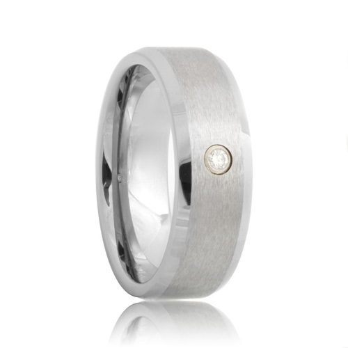 Diamond Beveled Satin Cobalt Chrome Wedding Ring