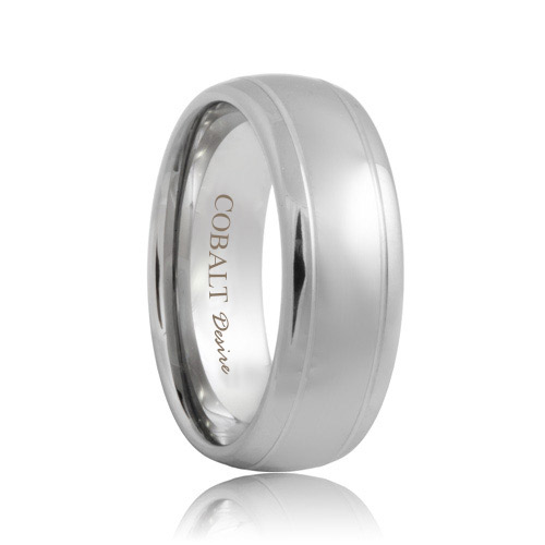 Domed Dual Grooved Cobalt Wedding Ring (6mm - 8mm)