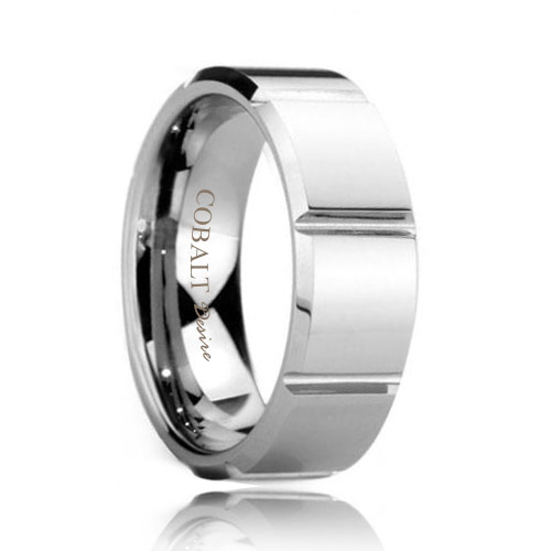 Square Facet Comfort Fit Cobalt Chrome Wedding Ring
