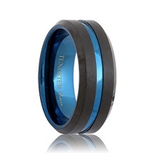 Thin Blue Line Satin Black Tungsten Ring (6mm - 8mm)