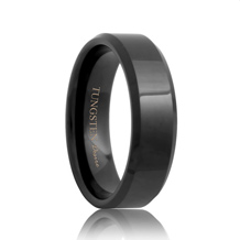 Beveled Black Tungsten Carbide Wedding Ring