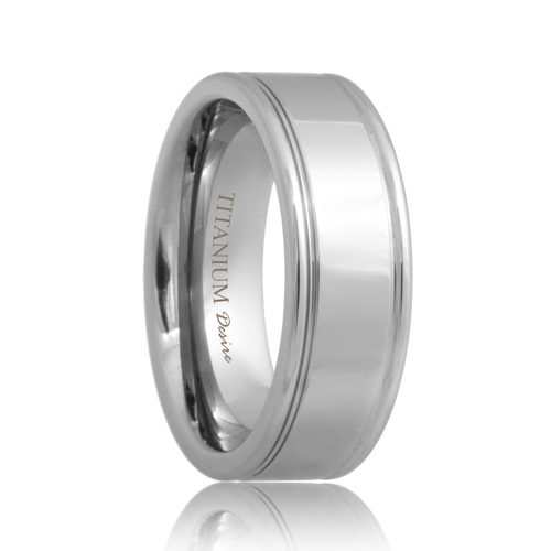 Two Groove Flat Polished Titanium Ring (6mm - 8mm)