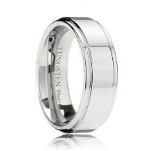 Polished Step Edge Best Tungsten Wedding Ring (6mm - 8mm)