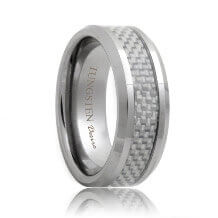 White Carbon Fiber Inlay Hand Woven Tungsten Band