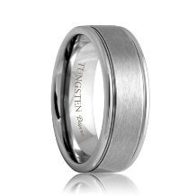 Brushed Tough Tungsten Carbide Band with Grooves (6mm - 8mm)