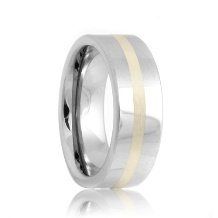 Flat Sterling Silver Inlay Tungsten Wedding Ring (6mm - 8mm)