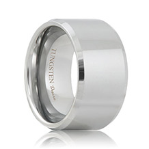 12mm Extra Wide Beveled White Tungsten Carbide Band