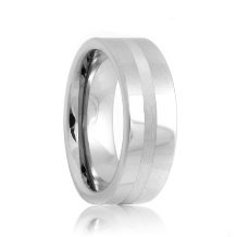 Flat Platinum Inlayed Tungsten Carbide Wedding Band (6mm - 8mm)