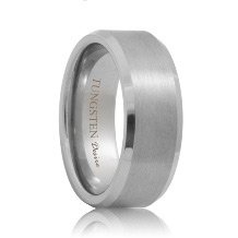 Brushed Beveled Durable Tungsten Wedding Ring (6mm - 8mm)