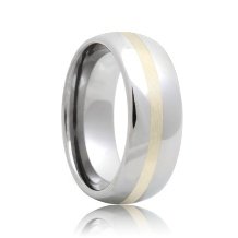 Domed Tungsten Carbide Wedding Ring with Sterling Silver Inlaid (6mm - 8mm)