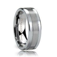 Flat Dual Groove Brushed Center Polished Edges Tungsten Promise Ring