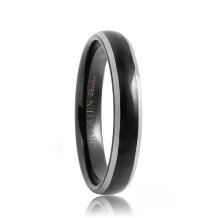 Round 4mm Black Tungsten Ring with Polished Beveled Edges