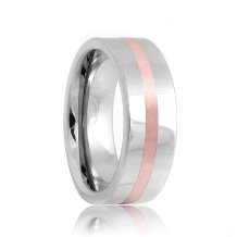 Flat Rose Gold Inlaid Tungsten Carbide Band (6mm - 8mm)