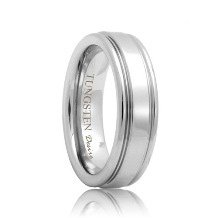 Grooved Polished Shine Tungsten Carbide Wedding Ring