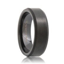 Beveled Brushed Black Tungsten Wedding Ring (6mm - 8mm)