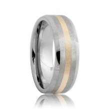 Beveled Brushed Sterling Silver Inlay Tungsten Band (6mm - 8mm)