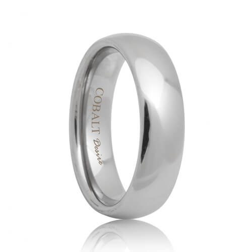 5mm Beveled Cobalt Wedding Band Women's Brushed Comfort Fit Cobalt Chrome Ring