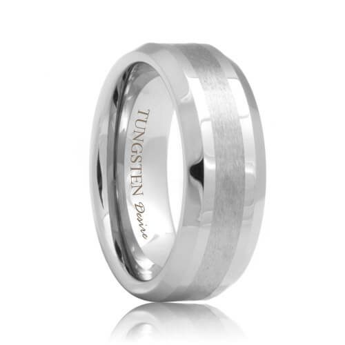 Men/'s Wedding Band or Promise Ring Brushed Stainless Beveled 6mm