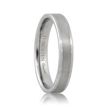 Flat Scratch Resistant Tungsten Wedding Band with Brushed Center