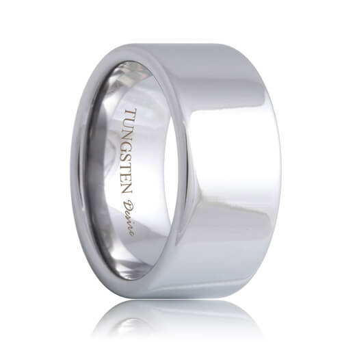 10mm Wide Flat White Tungsten Carbide Ring
