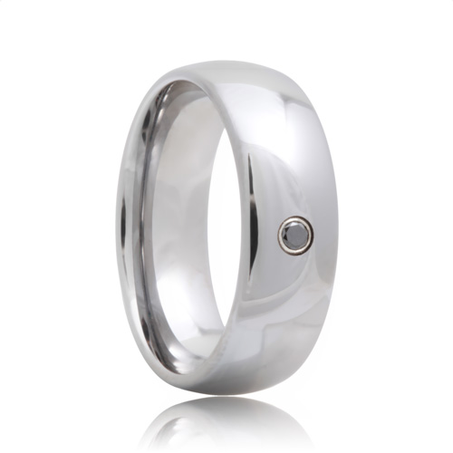 Black Diamond Solitaire Round Cobalt Wedding Ring