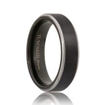 Black Tungsten Ring with Step Edges Raised Brushed