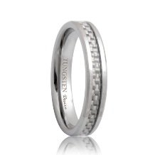 White Carbon Fiber Inlaid 4mm Tungsten Wedding Ring