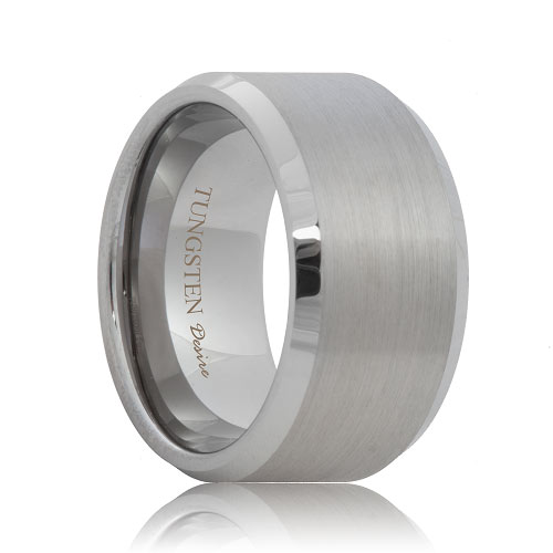 Bishilin 4mm Mens Stainless Steel Wedding Rings Tungsten Matte Beveled Edges Black Wedding Band Size:7 