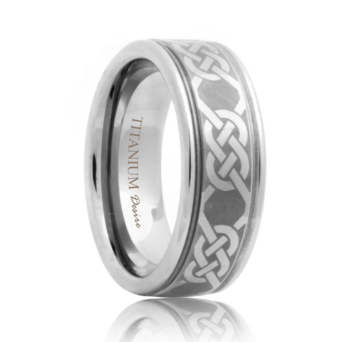 Etched Celtic Rope Titanium Wedding Ring (6mm - 8mm)