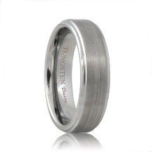 Raised Center Brushed Designer Tungsten Carbide Ring