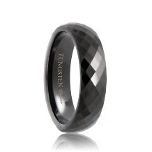 Diamond Faceted Black Tungsten Carbide Ring