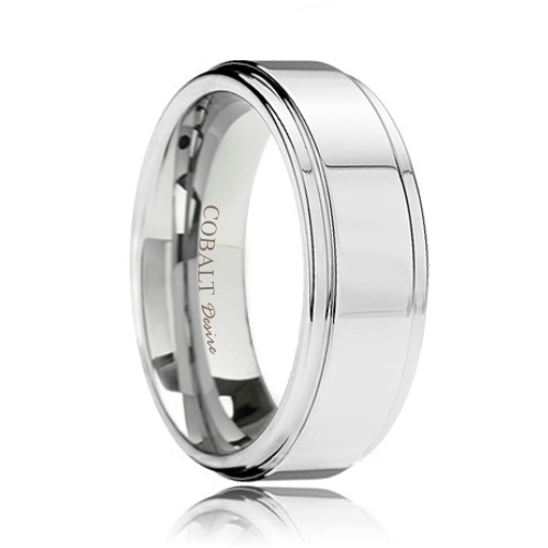 Brushed Center Cobalt Chrome Ring Men's Wedding Band 6mm 