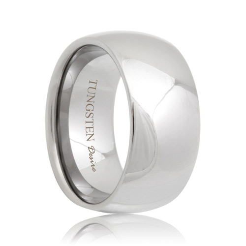 10mm Round Wide White Tungsten Wedding Ring