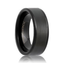 Flat Brushed Black Tungsten Band with Polished Edges(6mm - 8mm)