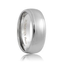 Domed Dual Groove Polished Designer Tungsten Wedding Ring (6mm - 8mm)