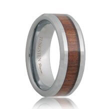 Koa Wood Inlay Tungsten Ring Carbide (6mm - 8mm)