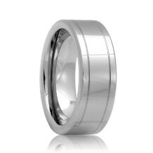 Flat Dual Groove Unique Tungsten Carbide Wedding Band (6mm - 8mm)